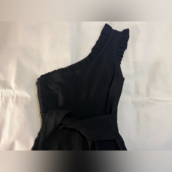 Saloni jumpsuit size 4 black one shoulder crepe front tie evening wear​​​​​ - Picture 6 of 11